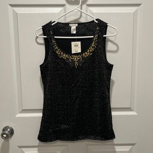 Sequined black sleeves less tank!  Never worn - tags still on!